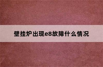 壁挂炉出现e8故障什么情况