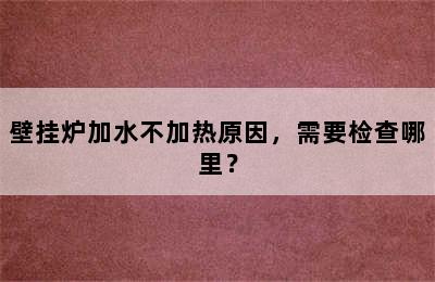 壁挂炉加水不加热原因，需要检查哪里？