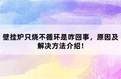 壁挂炉只烧不循环是咋回事，原因及解决方法介绍！