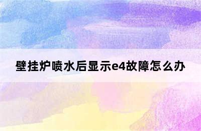 壁挂炉喷水后显示e4故障怎么办