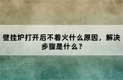 壁挂炉打开后不着火什么原因，解决步骤是什么？