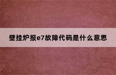 壁挂炉报e7故障代码是什么意思