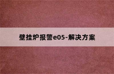 壁挂炉报警e05-解决方案