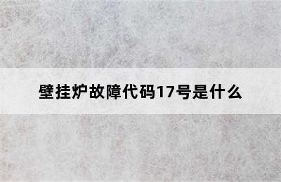 壁挂炉故障代码17号是什么