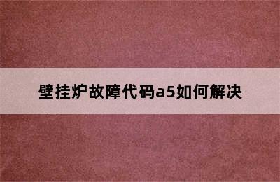 壁挂炉故障代码a5如何解决