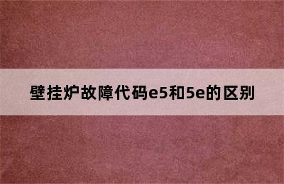 壁挂炉故障代码e5和5e的区别