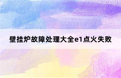 壁挂炉故障处理大全e1点火失败