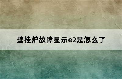 壁挂炉故障显示e2是怎么了