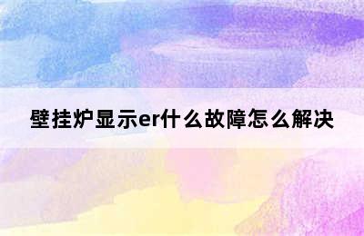 壁挂炉显示er什么故障怎么解决