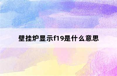 壁挂炉显示f19是什么意思