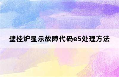 壁挂炉显示故障代码e5处理方法