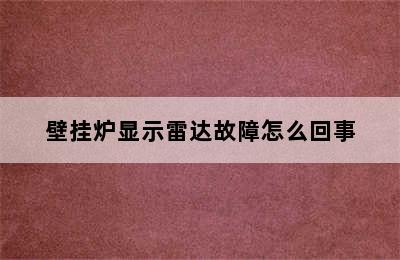 壁挂炉显示雷达故障怎么回事