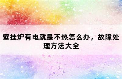 壁挂炉有电就是不热怎么办，故障处理方法大全