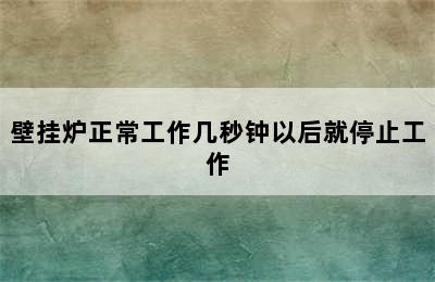 壁挂炉正常工作几秒钟以后就停止工作