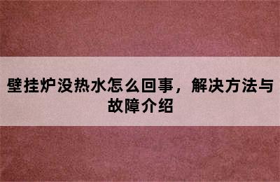 壁挂炉没热水怎么回事，解决方法与故障介绍