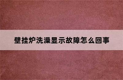 壁挂炉洗澡显示故障怎么回事