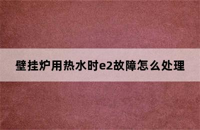 壁挂炉用热水时e2故障怎么处理