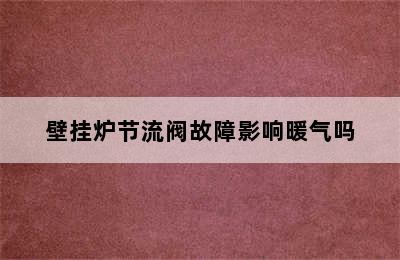 壁挂炉节流阀故障影响暖气吗