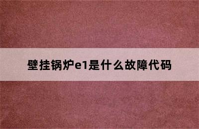 壁挂锅炉e1是什么故障代码