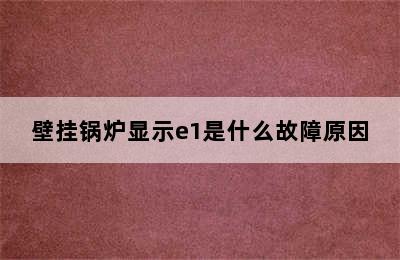 壁挂锅炉显示e1是什么故障原因