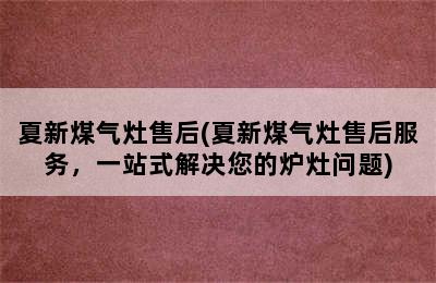 夏新煤气灶售后(夏新煤气灶售后服务，一站式解决您的炉灶问题)