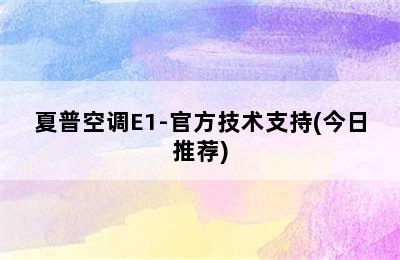 夏普空调E1-官方技术支持(今日推荐)