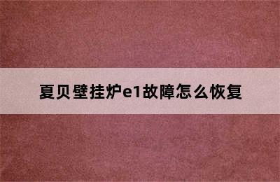 夏贝壁挂炉e1故障怎么恢复