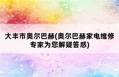 大丰市奥尔巴赫(奥尔巴赫家电维修专家为您解疑答惑)