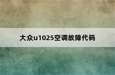 大众u1025空调故障代码