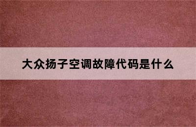 大众扬子空调故障代码是什么