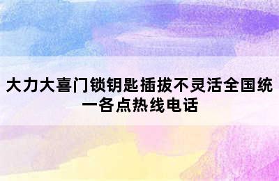 大力大喜门锁钥匙插拔不灵活全国统一各点热线电话