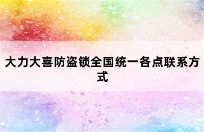 大力大喜防盗锁全国统一各点联系方式