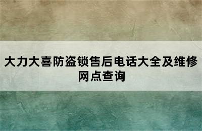 大力大喜防盗锁售后电话大全及维修网点查询