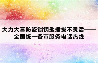 大力大喜防盗锁钥匙插拔不灵活——全国统一各市服务电话热线