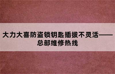 大力大喜防盗锁钥匙插拔不灵活——总部维修热线