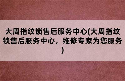 大周指纹锁售后服务中心(大周指纹锁售后服务中心，维修专家为您服务)