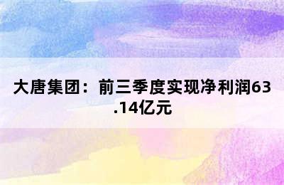 大唐集团：前三季度实现净利润63.14亿元