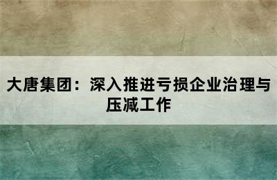 大唐集团：深入推进亏损企业治理与压减工作