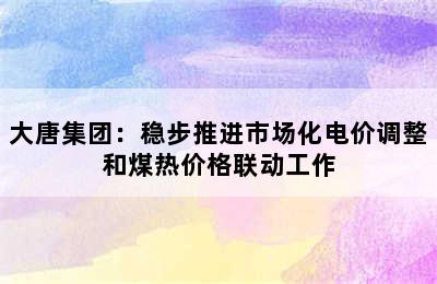 大唐集团：稳步推进市场化电价调整和煤热价格联动工作