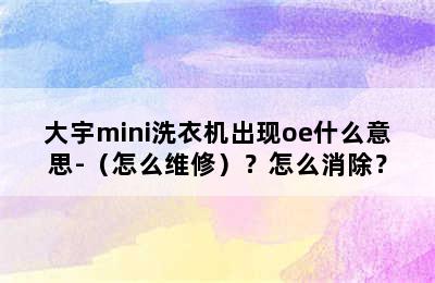 大宇mini洗衣机出现oe什么意思-（怎么维修）？怎么消除？