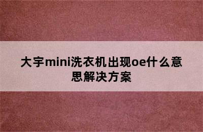 大宇mini洗衣机出现oe什么意思解决方案