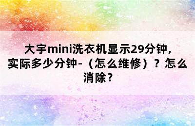 大宇mini洗衣机显示29分钟,实际多少分钟-（怎么维修）？怎么消除？