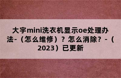 大宇mini洗衣机显示oe处理办法-（怎么维修）？怎么消除？-（2023）已更新