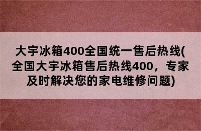 大宇冰箱400全国统一售后热线(全国大宇冰箱售后热线400，专家及时解决您的家电维修问题)