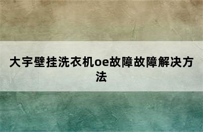 大宇壁挂洗衣机oe故障故障解决方法