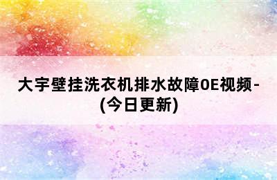 大宇壁挂洗衣机排水故障0E视频-(今日更新)