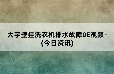 大宇壁挂洗衣机排水故障0E视频-(今日资讯)