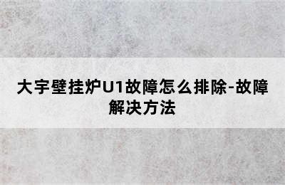 大宇壁挂炉U1故障怎么排除-故障解决方法