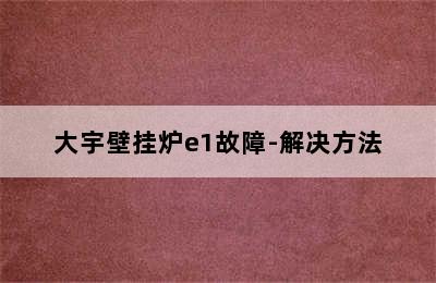 大宇壁挂炉e1故障-解决方法