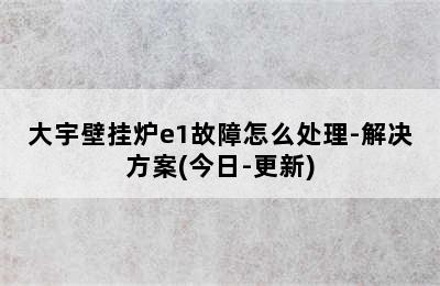 大宇壁挂炉e1故障怎么处理-解决方案(今日-更新)